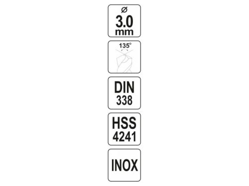 YATO Csigafúró 3,0 x 61/34 mm inox HSS Premium