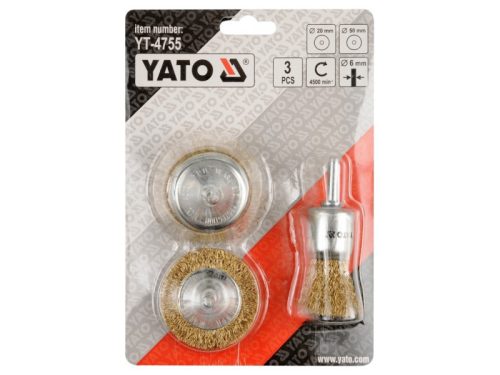 YATO Csapos körkefe, ecsetkefe, fazékkefe készlet 3 részes sárgaréz