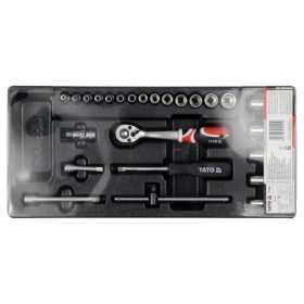   YATO Dugókulcs készlet 25 részes 1/4" 3,5-14 mm CrV (fiókbetét)