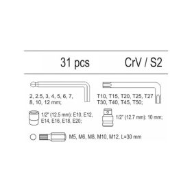 YATO Imbusz készlet 31 részes (fiókbetét)