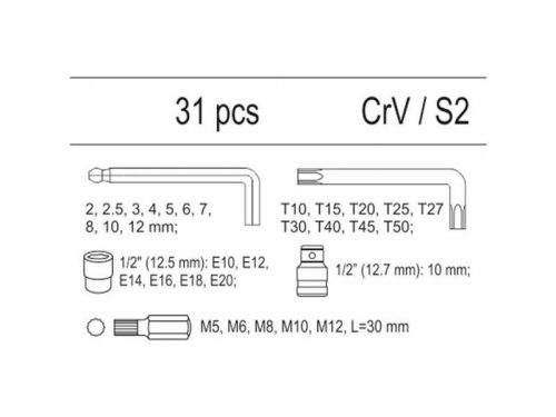 YATO Imbusz készlet 31 részes (fiókbetét)