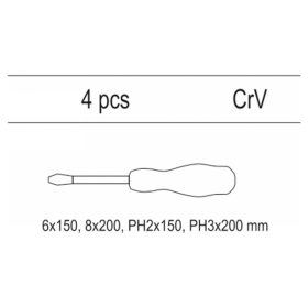 YATO Csavarhúzó készlet 4 részes üthető (fiókbetét)