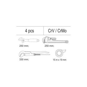   YATO Vízvezeték-szerelő szerszám készlet 4 részes (fiókbetét)