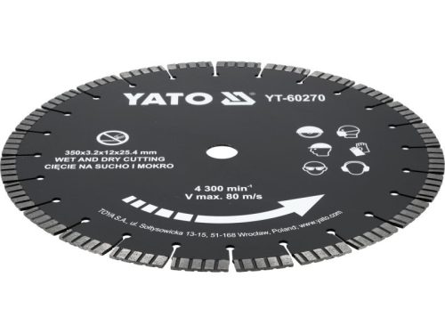 YATO Gyémánt vágókorong 350 x 25,4 mm