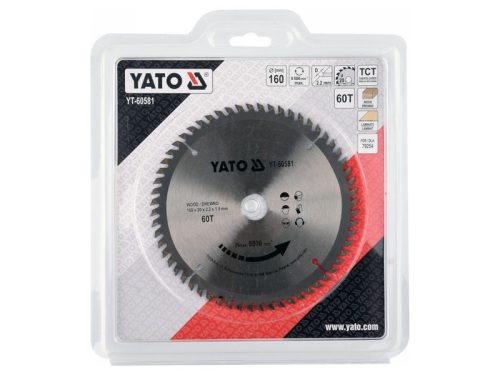 YATO Fűrésztárcsa fához 160 x 20 x 1,5 mm / 60T