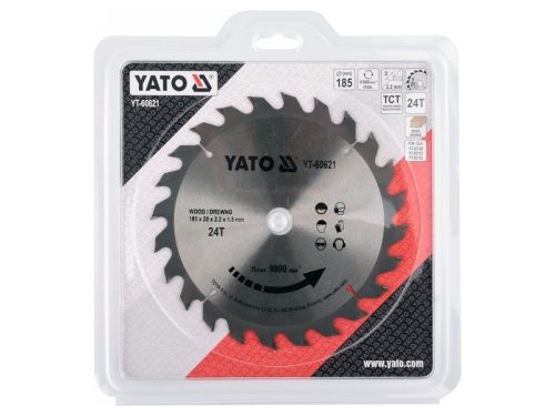 YATO Fűrésztárcsa fához 185 x 20 x 1,5 mm / 24T