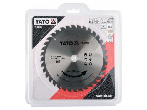YATO Fűrésztárcsa fához 185 x 20 x 1,5 mm / 36T