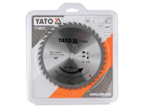 YATO Fűrésztárcsa fához 190 x 16 x 2,2 mm / 40T