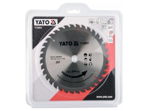 YATO Fűrésztárcsa fához 190 x 20 x 1,5 mm / 36T