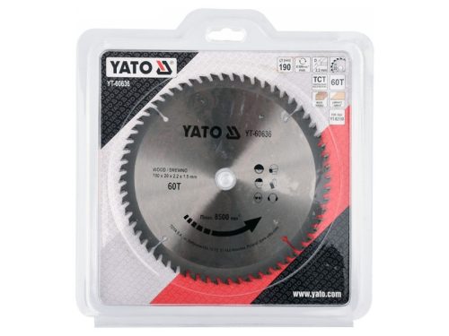 YATO Fűrésztárcsa fához 190 x 20 x 1,5 mm / 60T