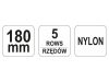 YATO Drótkefe 5 soros műanyag nyéllel nylon 180 mm