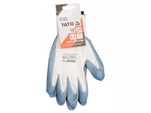 YATO Szerelőkesztyű (Nitril mártott FEHÉR) 10-es