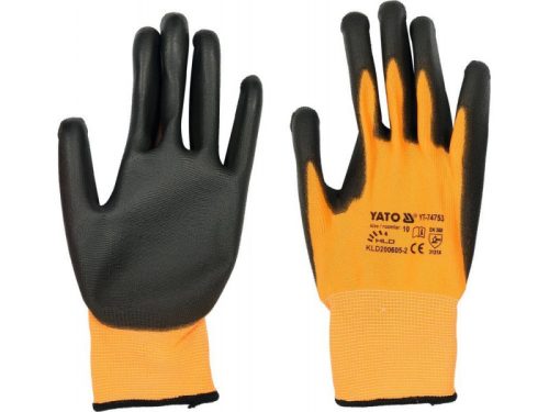 YATO Munkavédelmi kesztyű PU mártott 10-es