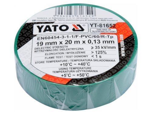 YATO Szigetelőszalag 19 x 0,13 mm x 20 m zöld
