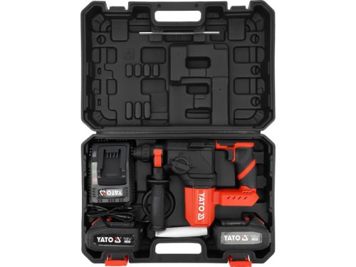 YATO Kombikalapács SDS-Plus szénkefe nélküli 18 V ( 2 x 4 Ah akku + töltő)