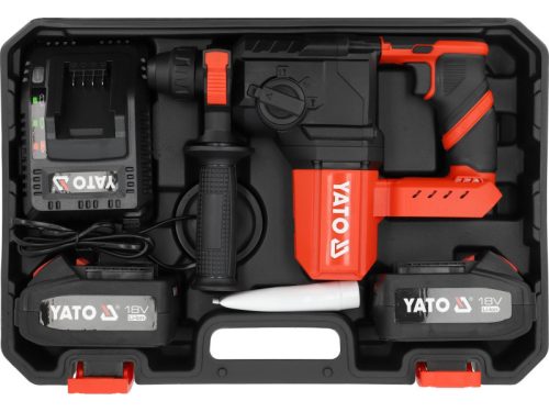 YATO Kombikalapács SDS-Plus szénkefe nélküli 18 V ( 2 x 4 Ah akku + töltő)