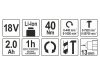YATO Akkus ütvefúró-csavarozó 40 Nm 18 V Li-Ion (1 x 2,0 Ah akku + töltő)