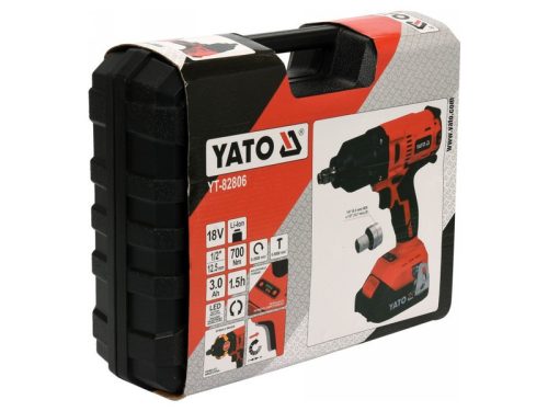 YATO Akkus ütvecsavarozó 1/2" 700 Nm szénkefe nélküli 18 V (1 x 3,0 Ah akku + töltő)