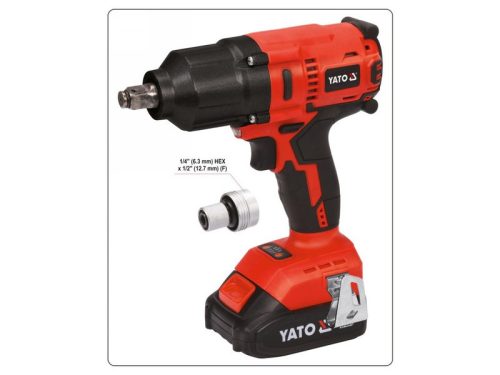 YATO Akkus ütvecsavarozó 1/2" 700 Nm szénkefe nélküli 18 V (1 x 3,0 Ah akku + töltő)