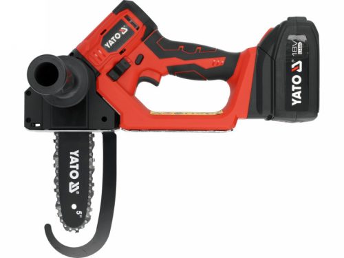 YATO Ács láncfűrész szénkefe nélküli 127 mm 5" 18 V ( 4 Ah akkuval + töltővel )