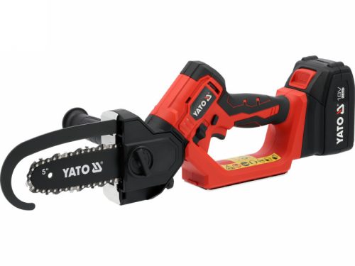 YATO Ács láncfűrész szénkefe nélküli 127 mm 5" 18 V ( 4 Ah akkuval + töltővel )