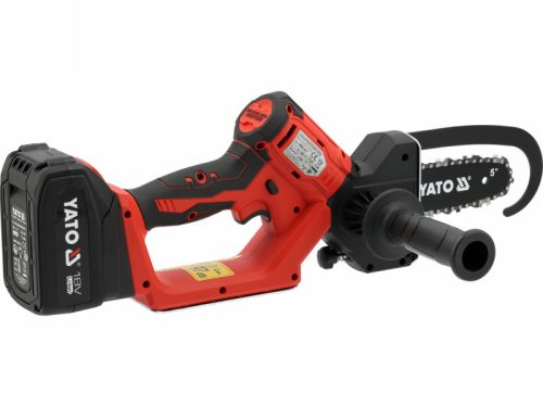 YATO Ács láncfűrész szénkefe nélküli 127 mm 5" 18 V ( 4 Ah akkuval + töltővel )