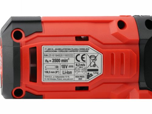 YATO Ács láncfűrész szénkefe nélküli 127 mm 5" 18 V ( akku és töltő nélkül )