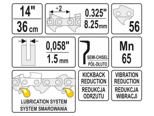 YATO Láncfűrész lánc 13" 0,325" 1,5 mm 56szem