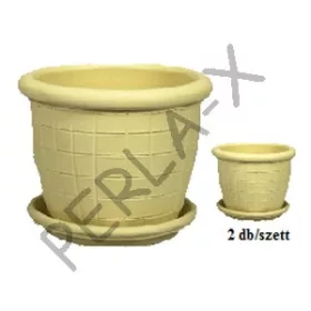 Agyag cserép+alátét VAJ színű szett