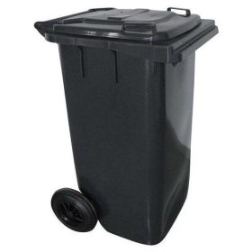 Háztartási kuka fekete műanyag 80L-es kerekes 16058