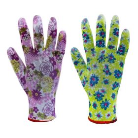 Kesztyű kertész virágmintás 8-as TOP PU FLOWER
