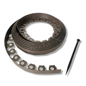   Elasztikus gyepszegély BARNA 3,8cmx10m 20db leszúrótüskével