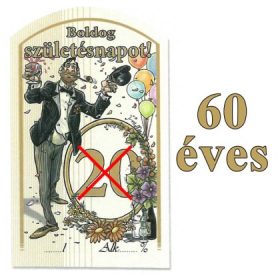   Figurás Íves Pálinkás Címke - 60.SZÜLETÉSNAP - (10db/cs)