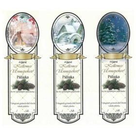   Keskeny Pálinkás Címke - KELLEMES ÜNNEPEKET - 3FAJTA (10db/cs)