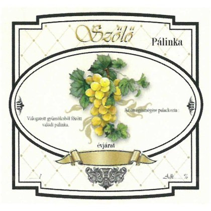 Széles Pálinkás Címke - FEHÉR SZŐLŐ (10db/cs)