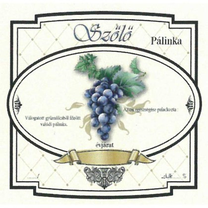 Széles Pálinkás Címke - KÉK SZŐLŐ (10db/cs)