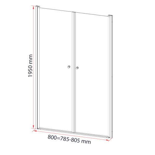 Saloon 80x195 cm kétszárnyú zuhanyajtó