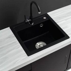   Nia szögletes egy medencés gránit mosogató szifonnal fekete
