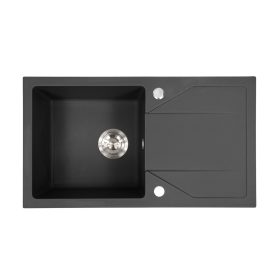   Gori szögletes egy medence + csepegtető gránit mosogató szifonnal fekete