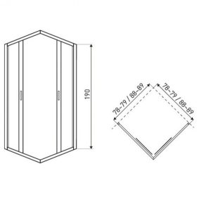   Tiara Square Gold 90x90 cm szögletes zuhanykabin zuhanytálca nélkül