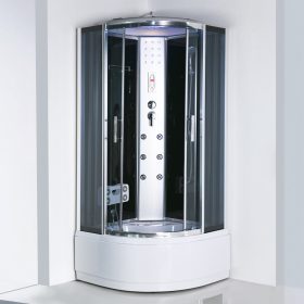   Vital Black 90x90 cm íves mélytálcás hidromasszázs zuhanykabin