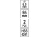 YATO Központosító fúró körkivágóhoz 6 x 95 mm (2 db)