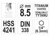 YATO Csigafúró 8,5 x 117/75 mm HSS-TiN bit befogású