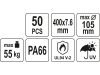 YATO Kábelkötegelő fekete 400 x 7,6 mm (50 db)