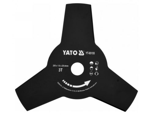 YATO Bozótvágó kés fűkaszához 255 x 25,4 x 1,6 mm