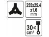 YATO Bozótvágó kés fűkaszához 255 x 25,4 x 1,6 mm