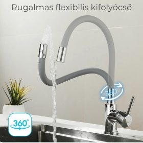   Corin álló mosogató csaptelep flexibilis kifolyócsővel szürke